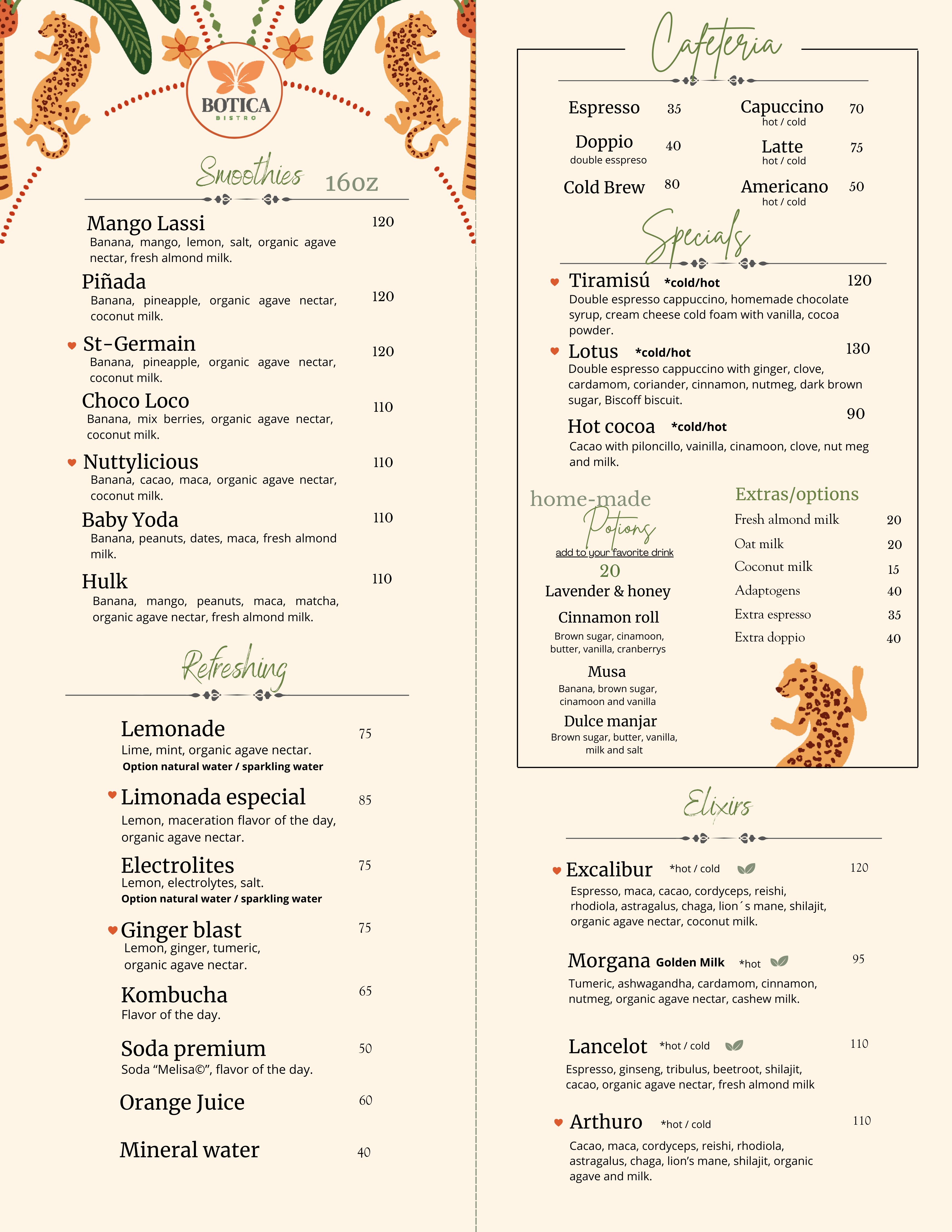 Drinks Menu - English